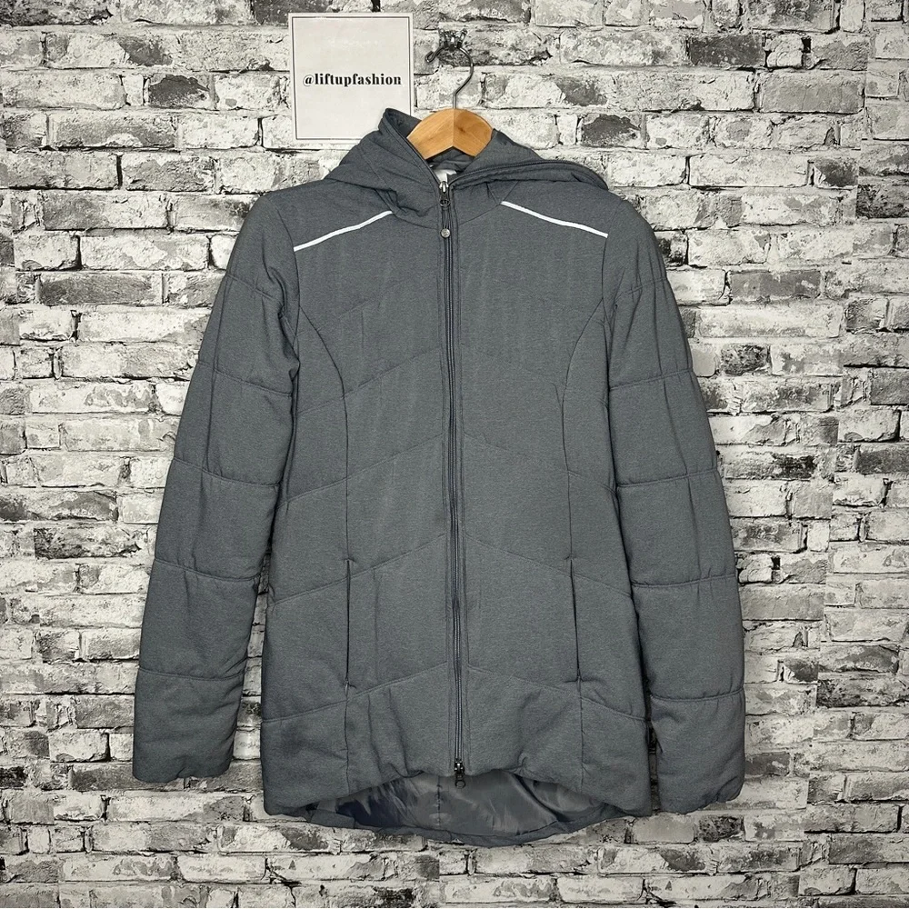 EUC Zella Women’s Daphne Hooded Charcoal Puffer Jacket Size Small (RN 58655) - Picture 2 of 16